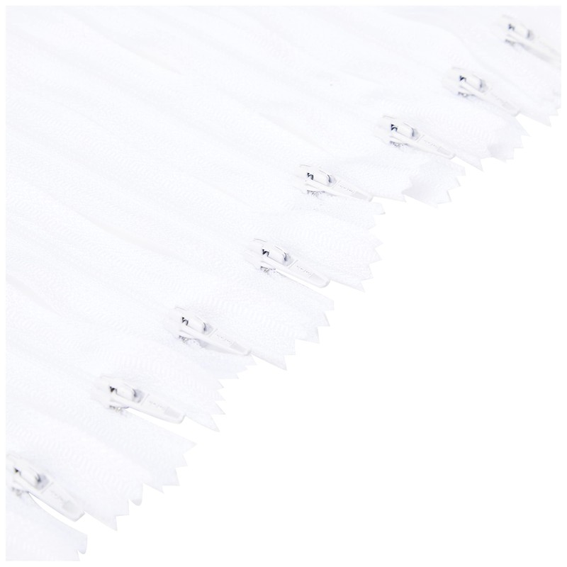 Trimz 35cm (~14inch) White one Way end Stop Zip with