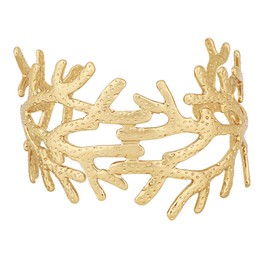 Mikovivi Cuff Bracelets for Women, Golden Thick Coral Reef Bracelet Bohemian Open Bangle Jewelry Summer Shell Accessories