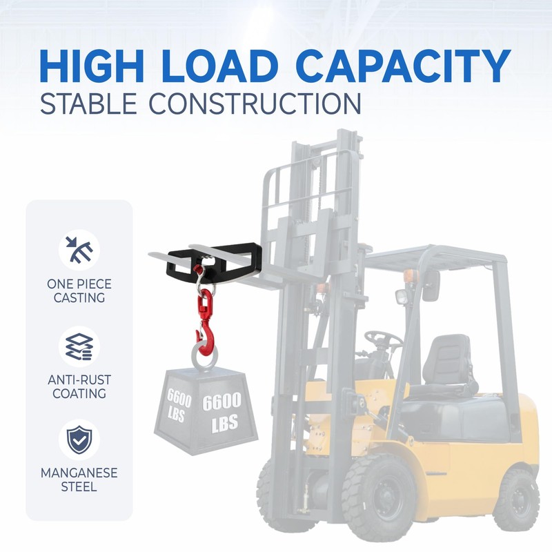 Heavy Duty Forklift Lifting Hook 6600LBS 3Ton 360° Swivel Fork