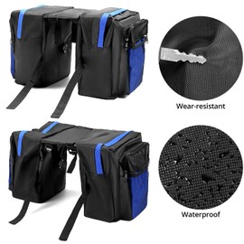 QWORK® Bike Pannier Bag, 600D PVC Pannier Bag for Bicycles, Wear-Resistant Bike Pannier Bag with Reflective Stripe, for Bicycle Rear Rack
