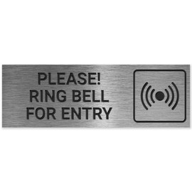 Please Ring Bell for Entry Sign, Engraved, 2x6 Inches, Indoor/Outdoor Use, Made in USA