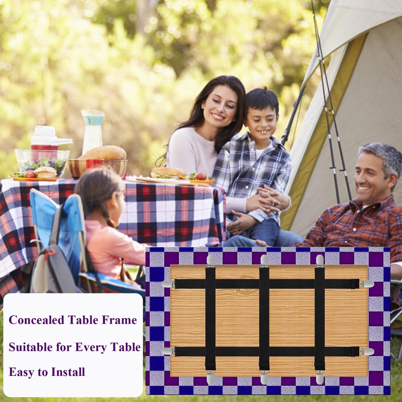Oenothera 5 Pieces Tablecloth Clips Hidden Strap, Adjustable Elasticity Picnic