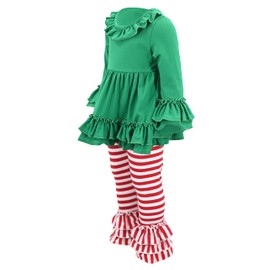 Unique Baby Girls duende de la Navidad 2 piezas Winter Outfit, Verde