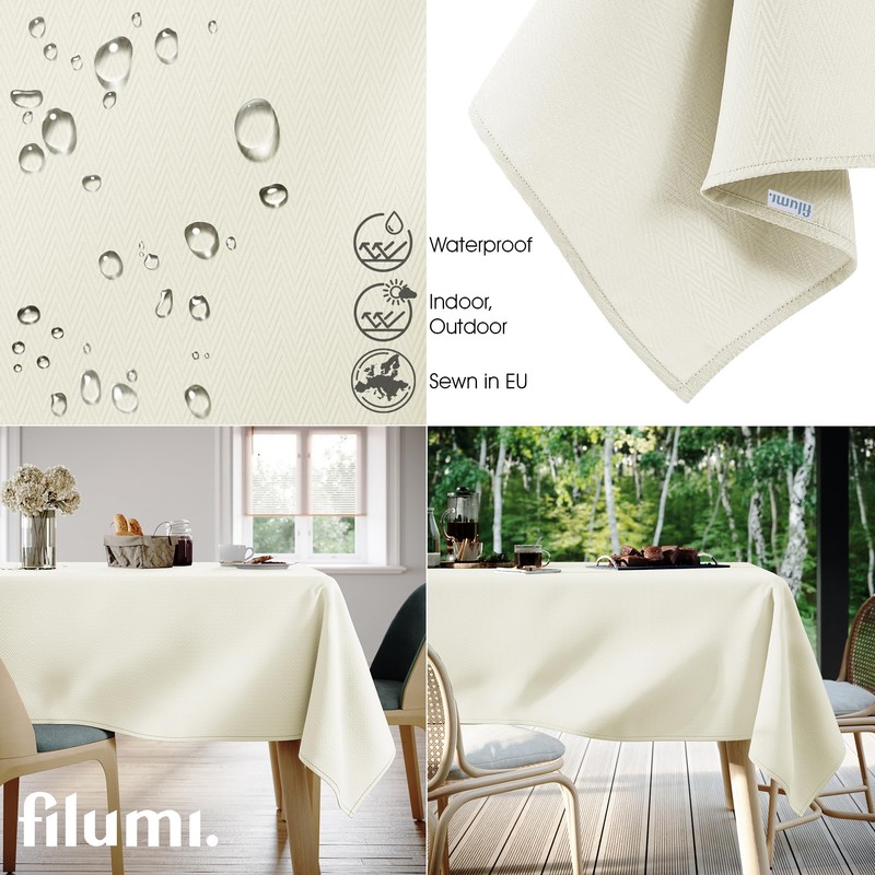 Filumi Tablecloth 140 x 180 cm Cream Washable for Indoor