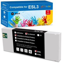 Compatible ECO-SOL ESL3 Ink Cartridge Black Replacement for Roland ECO-SOL MAX Ink Cartridge for VersaStudio BN-20, SolJet Pro II SC-500 SC-500EX SC-540 SC-540EX SJ-1000 Printers, ESL3-BK (220ML)