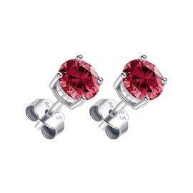 Philip Jones Sterling Silver Red Earrings Created with Zircondia® Crystals