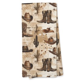 Giosve Vintage Western Kitchen Towels, Rustic Country Cowboy Cactus Decorative Hand Towels for Bathroom, Cowboy Decor Dish Tea Towels for Kitchen, Western Bathroom Decor, 16x24 Inch
