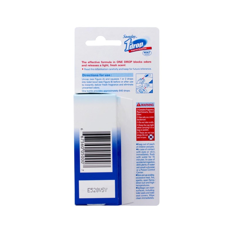 1 Drop Powerful Toilet Deodorizer, Mint Scent, Blocks Odors Until