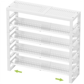 Jojocross Expandable, Stackable, Adjustable Spice Rack kitchen Organizer,Metal Pantry Storage Shelves - Multi-Tier Shelf for Cabinet, Countertop, Pantry, Cupboard or Wall Mount,White
