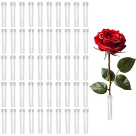 50 PCS Floral Water Tubes 7cm/2.8 Inch with Caps for Single Fresh Flower Arrangement Decoration