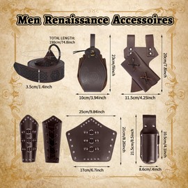 Medieval Knight Mens Leather Belt Shoulder Renaissance Viking Armor Faux Leather Arm Retro Accessories (Coffee-Half)