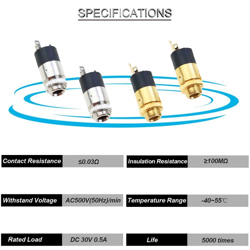 Youmile 20 pcs 3.5mm Stereo Jack Mount Audio Headphone Connector