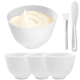 Bigwinyep 6Pcs Silicone Bowl, Silicone Facial Mask Bowl, DIY Face Mask Mixing Bowl for Home Salon Spa Face Skin Applicator Esthetician Supplies, White