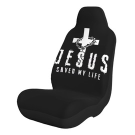 Zusolf Christian Jesus Saved My Life Cross Car Seat Covers Breathable Vehicle Front Bucket Seat Protector Easy Install Universal Covers for Seats in The Car