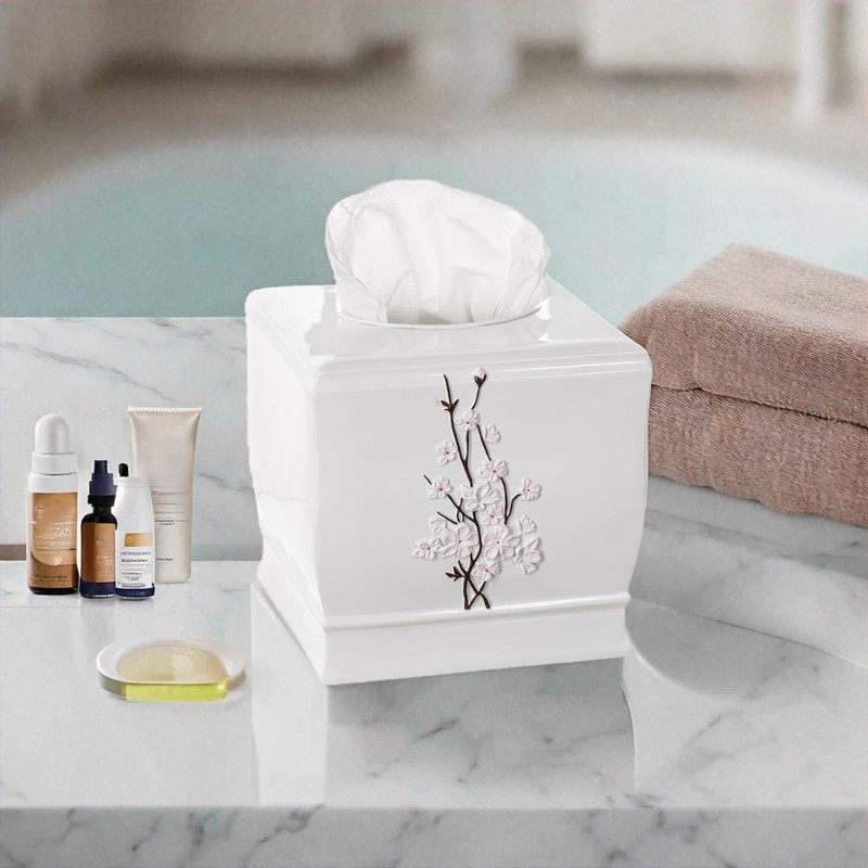 Creative Scents Vanda Tissue Box Cover Square - Cherry Blossom