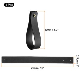 uxcell 4pcs Leather Curtain Rod Holder 1 x 4.7 Inches Wall Hanging Straps Curtain Rod Hook Brackets Hangers with Screws for Wall Bathroom Kitchen Bedroom, Black