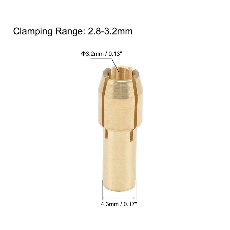 sourcing map Brass Drill Chuck Collet Bits 3.2mm for Rotary