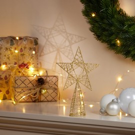 com-four® Christmas decorative star – Christmas decoration star made of metal – standing Christmas star with glitter (gold/21 cm)