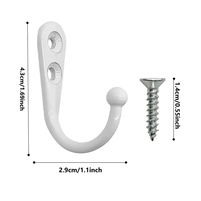 ALLY-MAGIC Coat Hooks, 5 Pcs Single Prong Robe Hooks with