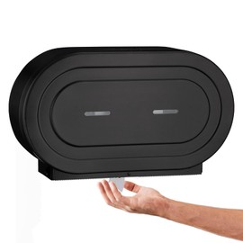 Stardrix Stainless Steel Twin Jumbo Toilet Paper Dispenser Wall Mount, 9" Commercial Double Roll Holder, Industrial Tissue Dispenser with Key Lock, Matte Black