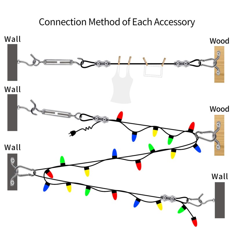 String Lights Hanging Kit,Globe String Lights Suspension Kit,Outdoor Light Guide