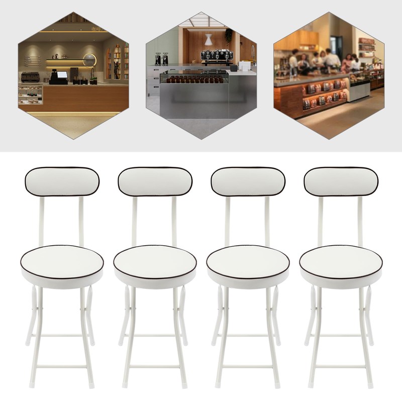 RustyVioum 4pcs Bar Stool, Upholstered Counter Stool Portable Folding Kitchen