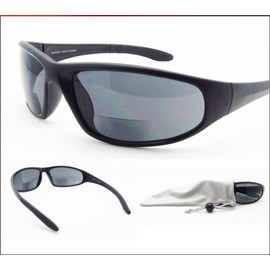 Bikershades Bifocal Safety Sunglasses Protection Sport Wrap Around Reader Cycling Driving Golfing Outdoor Work Black Frame Clear Lens +1.50