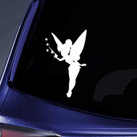 Bargain Max Decals Star Fairy Silhouette Sticker Decal Notebook Car Laptop 5.5" (White)