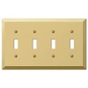 Amerelle Century Quadruple Toggle Steel Wallplate in Polished Brass
