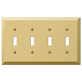 Amerelle Century Quadruple Toggle Steel Wallplate in Polished Brass