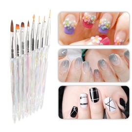 Nail Art Brush Set, 8PCS Nail Art Pulling Tools, DIY Nail Pattern Brush, Nail Drawing Brush for Nail Salon