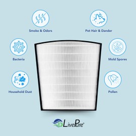 LivePure LivePure True HEPA Replacement LP-HF550 Filter for Bali Series Air Purifiers LP550TH, LP550THP, LP560, White