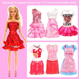 Barwa 39 Accessories Selected Randomly for 11.5 Inch Girl and Boy Dolls: 10 Clothes + 4 PCS Shoes for Boy Dolls + 5 Tops + 5 Pants + 5 Dresses + 10 PCS Shoes for 11.5 Inch Girl Dolls
