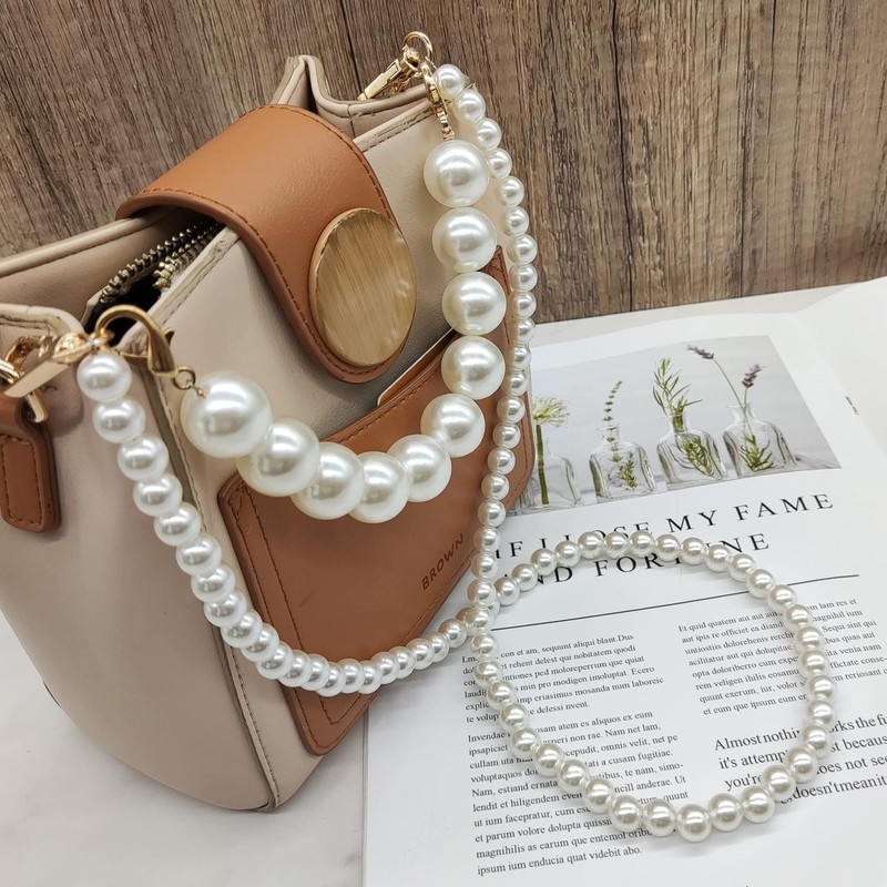 HAOBIN Pack of 2 Pearl Handle Chain Bag Chain Pearl