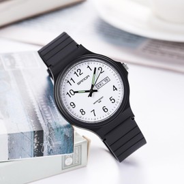 Women's Watches Waterproof Minimalist White Wrist Watch Unisex Sports Watches for Watch Women Girls Students Simple Style Analogue Quartz Watch Easy to Read Dial, black white, Strap.