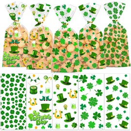 100PCS St. Patrick's Day Cellophane Treat Bags Party Favors with Twist Tie