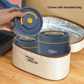 Bento Box, Bento Lunch Box Stainless Steel Bento Box Cute Japanese Kids Bento Lunch Box Portable Lunch Box Containers with Lunch Bag for Home (4 Insulated Box)