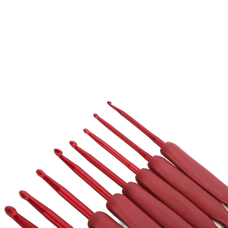 9Pcs Crochet Hook Set Aluminum Body Silicone Wrapped Handle 2