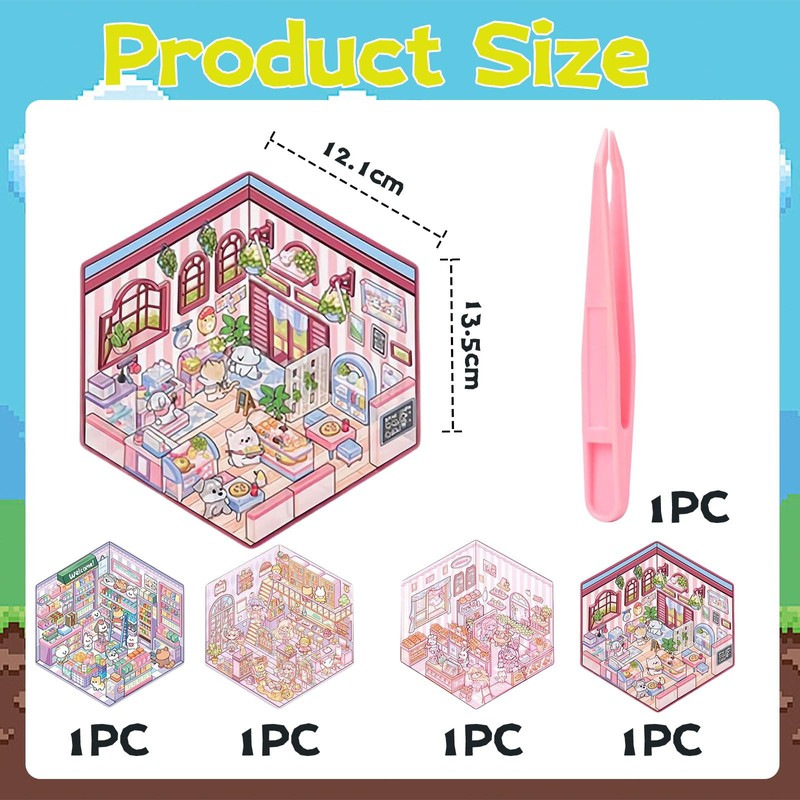 Cosmeria Creative 3D Home Stickers, DIY Stress Relieving Reusable Cartoon