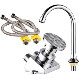 Full Set Hands-Free Foot Pedal Faucet Touchless Floor Mount Foot Control Faucet Single Cold Pedal Switch Valve Foot-Operated Mixer Tap for Bathroom Kitchen