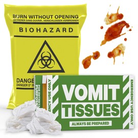 Wank/Shart/Vomit Tissues with Box Joke Gag Funny + Biohazard Bag (Vomit Tissues)
