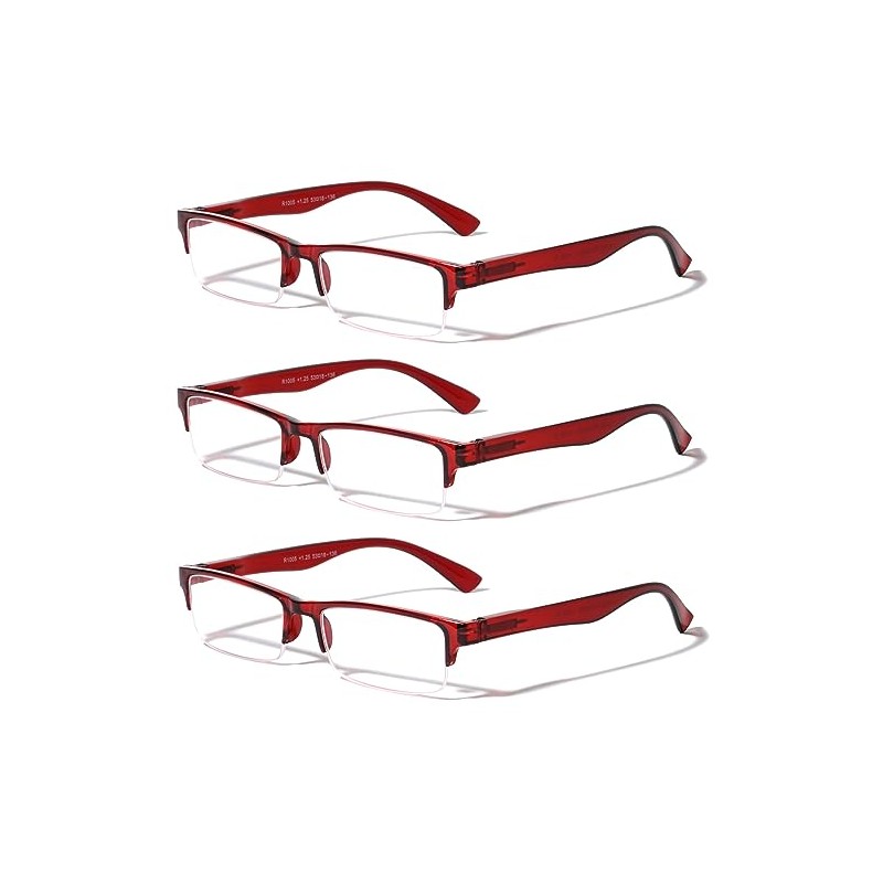 V.W.E. 3 Pairs Rectangular Half Rim Reading Glasses - Simple