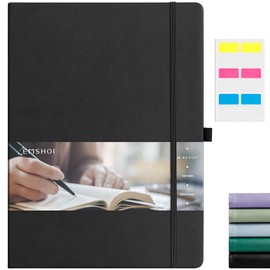 EMSHOI Graph Paper Notebook 8.5 x 11, 192 Pages Hardcover Grid Notebooks for Work, 100GSM Graph Paper, A4 Large Leather Journals for Women Men Writing, Graphing, Engineering, Black