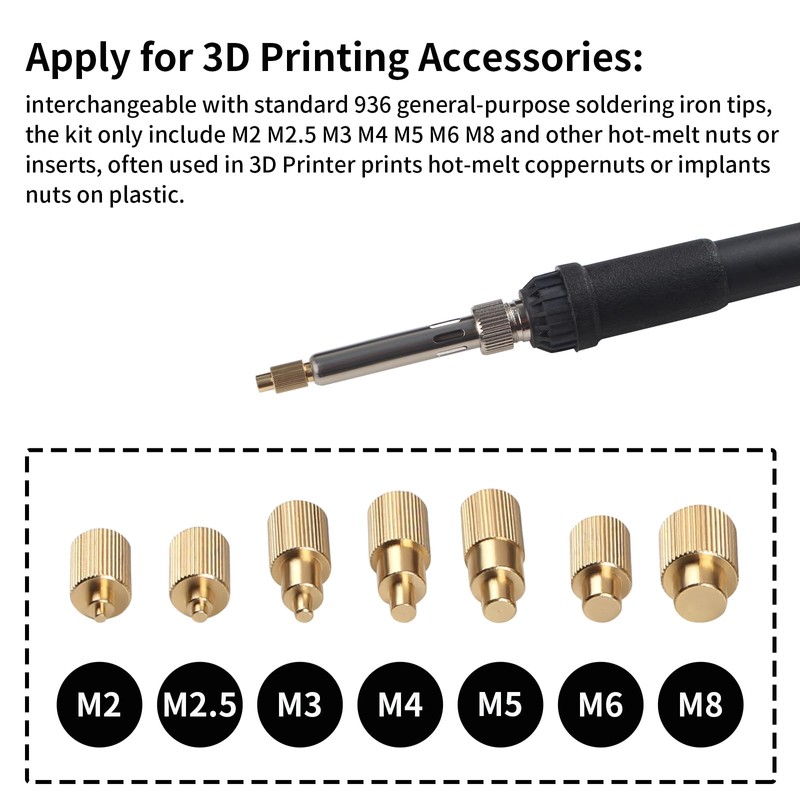 BCZAMD 3D Printer Accessories Heat Set Insert Tool - M2