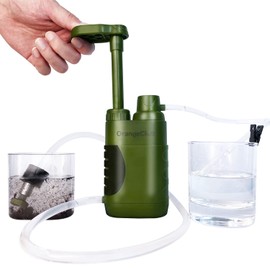OrangeClub Outdoor Water Filter, Portable Camping Water Filter, Drinking Water Filter, Removes 99.99% (0.01 Micron Thickness) Virus Heavy Metal for Outdoor Emergencies, Hiking (Water Filter)