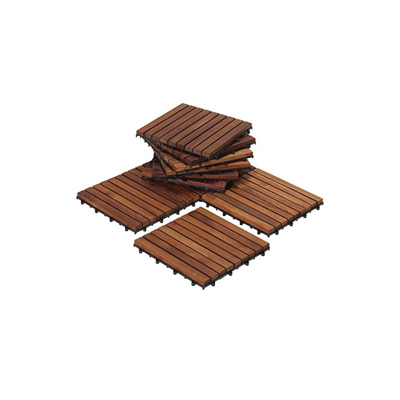 Bare Decor EZ-Floor Interlocking Flooring Tiles in Solid Teak Wood