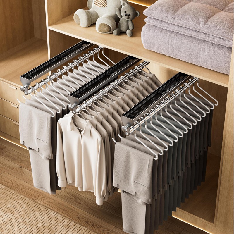 CICUFY Pull Out Closet Rod, 13.7inch Heavy Duty Pants Rack,