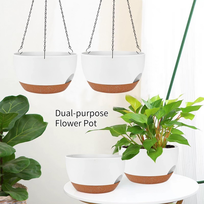 CNLBO 2 Pack Hanging Planters for Indoor Outdoor Plants, 12