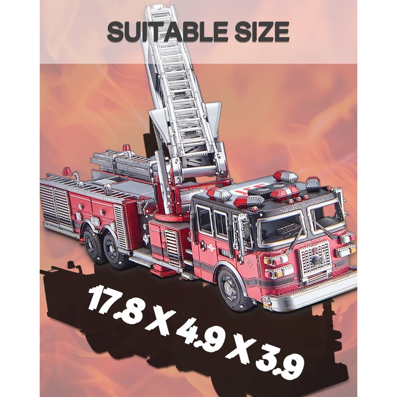 Piececool 3D Puzzles for Adults, Ladder Truck Metal Model Building