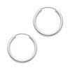 14k Solid White Gold Endless Loop Hoop Timeless Earrings 2